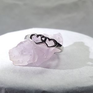 925 Sterling Silver Double Open-Heart Ring